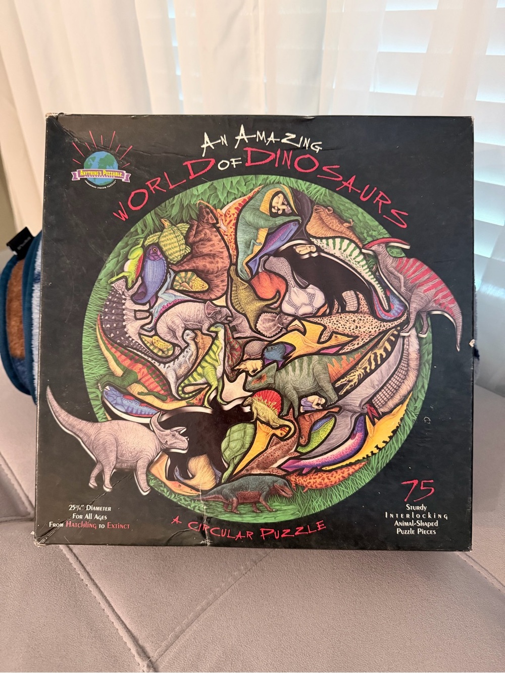 Vintage World of Dinosaurs Circular Puzzle - Colorful Dinosaur Art